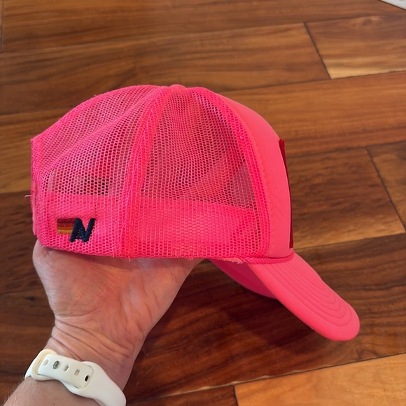 Aviator Nation USA Patriotic Vintage Logo Trucker Hat Snapback Mesh Neon Pink - Picture 4 of 6